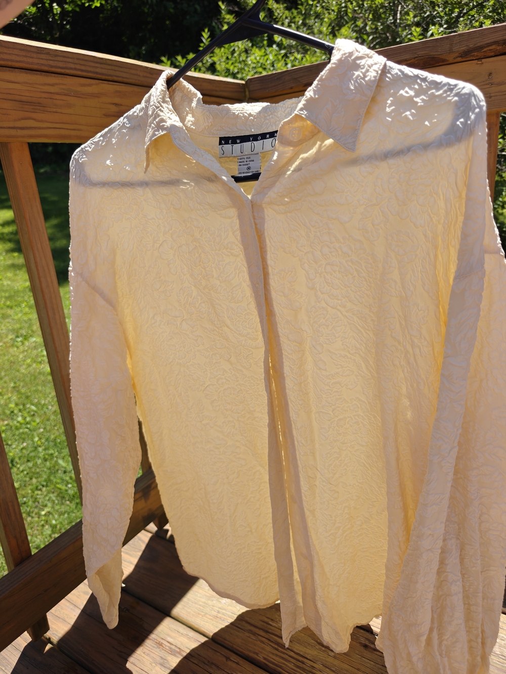 Studio Cream Floral Textured Silk Blouse